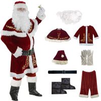 Men's Deluxe Santa Suit 12PCS Christmas Adult Santa Claus Costume XXXL