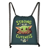 05-Baby Yoda Cartoon Universe Drawstring Bag,Sports Backpack, Fitness Backpack, Waterproof, Large Capacity, Foldable, Small