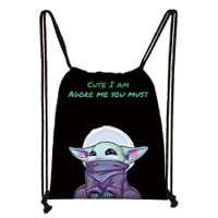 02-Baby Yoda Cartoon Universe Drawstring Bag,Sports Backpack, Fitness Backpack, Waterproof, Large Capacity, Foldable, Small