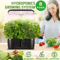 Hydroponics Growing System 8 Pods Indoor Herb Garden Kit Full Spectrum LED Grow Light Smart Water Pump Tank Planter Plant Germination
