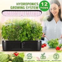 12 Pods Hydroponics Growing System Indoor Herb Garden Kit Plant Germination Full Spectrum 20W LED Light Smart Planter Water Pump 4L Tank