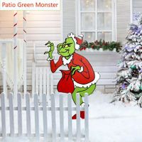 Large Grinch Christmas Decorations, 100CM Garden Patio Yard Lawn Porch Decorations for Outdoor Indoor Xmas Yard Sign Decor