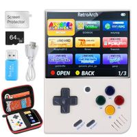 Miyoo Mini Plus,Retro Handheld Game Console with 64G TF Card,Support 10000+Games,3.5-inch Portable Rechargeable Open Source Game Console Emulator with Storage Case,Support WiFi (White)