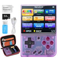 Miyoo Mini Plus,Retro Handheld Game Console with 64G TF Card,Support 10000+Games,3.5-inch Portable Rechargeable Open Source Game Console Emulator with Storage Case,Support WiFi (Purple)