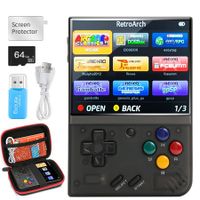 Miyoo Mini Plus,Retro Handheld Game Console with 64G TF Card,Support 10000+Games,3.5-inch Portable Rechargeable Open Source Game Console Emulator with Storage Case,Support WiFi (Black)