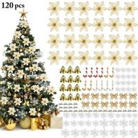 120 pcs Christmas Tree Decoration Pendants, Christmas Decoration, Christmas Flowers Artificial for Christmas Tree, Wedding Ornaments,(Gold)