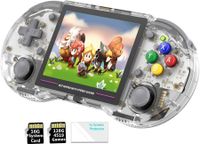 RG353PS（Transparent White） Retro Handheld Game Console ,Single Linux System RK3566 Chip 3.5 Inch IPS Screen 128G TF Card Preinstalled 4519 Games，Gift