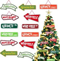 16 Pack Welcome to Whoville Hanging Paper Christmas Tree Ornaments, Grinch's Lair Themed Winter Christmas Tree Ornaments