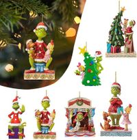 Set of 6 Christmas Grinch Ornament Christmas Tree Decorations Green Elf Pendant Christmas Ornaments Accessories Holiday Christmas Decorations