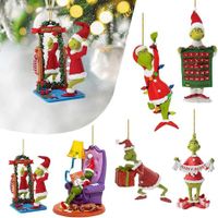 6PC Grinchs Christmas Tree Ornaments Christmas Tree Decor Pendant Hanging Ornaments Acrylic Holiday Decoration for Home Car Decor