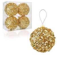 3.2 Inch Christmas Ball Ornaments Set of 4 Shatterproof Christmas Tree Decorations for Christmas Trees Wedding Party Holiday Table Decoration for Small Trees (Gold)