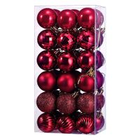 36 Pieces Christmas Ball Ornaments, Christmas Decorations Tree Balls for Tree Ornaments Holiday Wedding Party Decoration Hooks 1.57 Inch (Red)