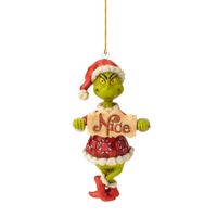 Dr. Seuss The Grinch by Jim Shore Naughty and Nice Sign Hanging Ornament, 4.72 Inch, Multicolor, Christmas