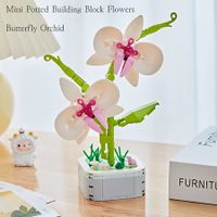 Building Block Flower Bouquet Building Sets DIY Creative Potting Building Blocks Flowers Artificial Flower Toy Gifts(Butterfly Orchid)