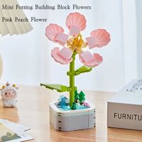 Building Block Flower Bouquet Building Sets DIY Creative Potting Building Blocks Flowers Artificial Flower Toy Gifts(Peach Blossom)