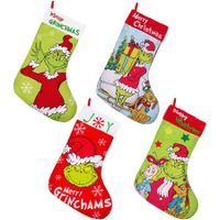 4 Pack Grinchs Christmas Stocking,18 Inch Large Grinchs Stockings Christmas Whoville Decorations for Family Holiday Party Decor