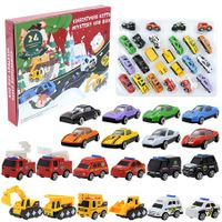 Christmas Advent Calendar,24 Days Countdown,24 Mini Alloys Inertia Cars Police Racing Construction Vehicles Fire Trucks Boys Kids Party Gifts