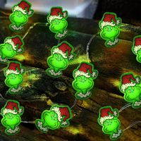 3M 30 LED Battery Operated Grinch Christmas Lights with Timer Green Christmas String Lights Indoor Christmas Decor
