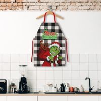 1pc, Polyester Apron, Christmas Theme Apron,  Printed Apron, Fashion Housework Kitchen Household Workwear, Kitchen Supplies, Christmas Decor