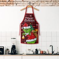 1pc, Polyester Apron, Christmas Theme Apron,  Printed Apron, Fashion Housework Kitchen Household Workwear, Kitchen Supplies, Christmas Decor