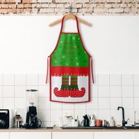 1pc, Polyester Apron, Christmas Theme Apron,  Printed Apron, Fashion Housework Kitchen Household Workwear, Kitchen Supplies, Christmas Decor