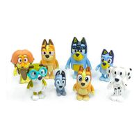 8 PCS Wolfs Bluey Figures Toys Playset, Wolves Bluey Action Figurines Family and Friends Set, Cake Toppers 2.5 to 3 Inch