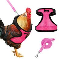 Chicken Harness with Leash,Upgraded Double Adjustment Chicken Harness and Leash Set for Hens,Duck,Goose,Small Pet (Pink,L)