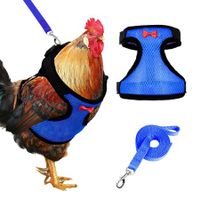 Chicken Harness with Leash,Upgraded Double Adjustment Chicken Harness and Leash Set for Hens,Duck,Goose,Small Pet (Blue,L)