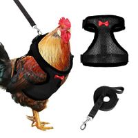 Chicken Harness with Leash,Upgraded Double Adjustment Chicken Harness and Leash Set for Hens,Duck,Goose,Small Pet (Black,L)