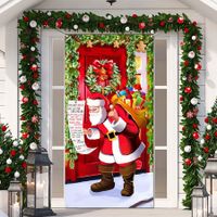 90x200cm Christmas Door Cover Decoration, Santa Door Hanging Banner Funny Xmas Background Santa Claus Backdrop Christmas Party Decorations