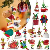 16Pcs Grinch Christmas Decorations, Hanging Ornament Christmas Tree Ornaments, Pendant Resin Green for Home Holiday Party