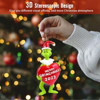 2023 Christmas Grinch Ornaments, 3D Christmas Hanging Ornament, Funny Christmas Tree Decorations (Green)