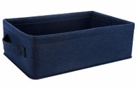 Navy Blue Medium Storage Basket Shelf Low Storage Bin Rectangle Felt Fabric Baskets Storage Bins Organizer Storage Basket