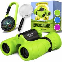 8*21 Magnification Binoculars for Kids, Set with Magnifying Glass And Compass Christmas Toys for Kids(Green)