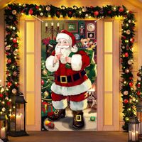 Christmas Door Decoration, Santa Claus Door Cover, Christmas Door Hanging Banner, Santa Claus Background Banner for Home Front Door Christmas Decoration (180*90 CM)