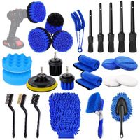 26 Pcs Car Detailing Brush Set Car Wash Kit Auto Detailing Drill Brush Buffing Sponge Pads Kit Car Cleaning Tools Kit-Drill Not Included