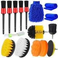 16 Pcs Car Detailing Brush Kit Detail Brushes Car Detailing Cleaning Brush for Wheel Exterior Interior Auto Brushes Set