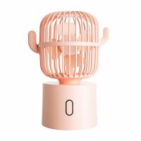 Cactus Fan Desk Small Fan 80 Degree Rotation USB Portable Fans 3 Speeds for Home Office Personal Table Desktop Fan Decor-Pink