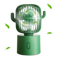 Cactus Fan Desk Small Fan 80 Degree Rotation USB Portable Fans 3 Speeds for Home Office Personal Table Desktop Fan Decor-Green