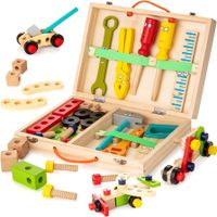 Tool Kit for Kids, 37 pcs Wooden Toddler Tools Set Includes Tool for 3 4 5 6 7 Years Old Boys Girls