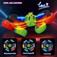 Remote Control Car Double Sided RC Stunt Car 360 Flips Rotating RC Cars with LED Lights 2.4Ghz Electric Toy Cars for Kids 8+(Green)