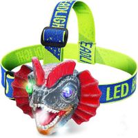 Dinosaur Headlamp for Kids Outdoor LED Dinosaur Headlight for Kids Sound and Mute Mode Kids Flashlight Toy Camping Accessories Christmas Gifts