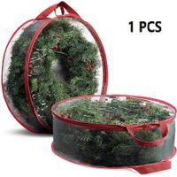 Clear Red 76*20cm Clear Wreath Storage Bags Plastic Wreath Bags with Dual Zippers and Handles for Christmas Thanksgiving Holiday Wreath Storage