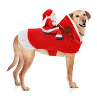 Santa Dog Costume Christmas Pet Clothes Santa Claus Riding Pet Cosplay Costumes Party Dressing up Dogs Cats Outfit for Small Medium Large Dogs Cats Size:2XL (Neck:20.4-25.6" Chest:24-32.3")