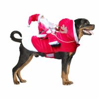 Santa Dog Costume Christmas Pet Clothes Santa Claus Riding Pet Cosplay Costumes Party Dressing up Dogs Cats Outfit for Small Medium Large Dogs Cats Size:XL (Neck:17.3-20.5" Chest:22.8-29.5")
