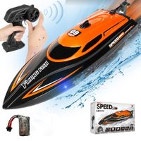 RC Boat, 2.4G Remote Control Boat Toy for Pools and Lakes for Adults and Kid Age 5+ Orange