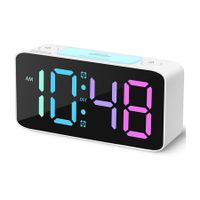 Super Loud Alarm Clock for Heavy Sleepers Adults,Digital Clock with 7 Color NightLight for Kids,Teens (White+RGB)