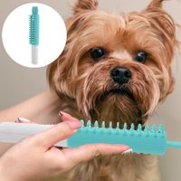 Dog Cat Brushes Comb Groom Massagers Massagers slicker brush self- cleaning slicker brush Massager Pets Hair AAA Battery Col.GREEN