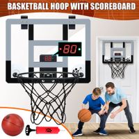 Mini Basketball Hoop Electronic Scoreboard Door Wall Mounted Backboard Ring Rim Net System Indoor Hanging Kids Toys Adults Sports Training Game