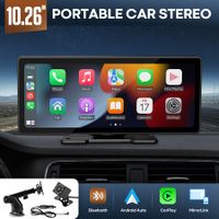 10.26 Inch Portable Car Stereo Radio Apple Carplay Android Auto MP5 Player Bluetooth Head Unit Audio System Touchscreen with Camera